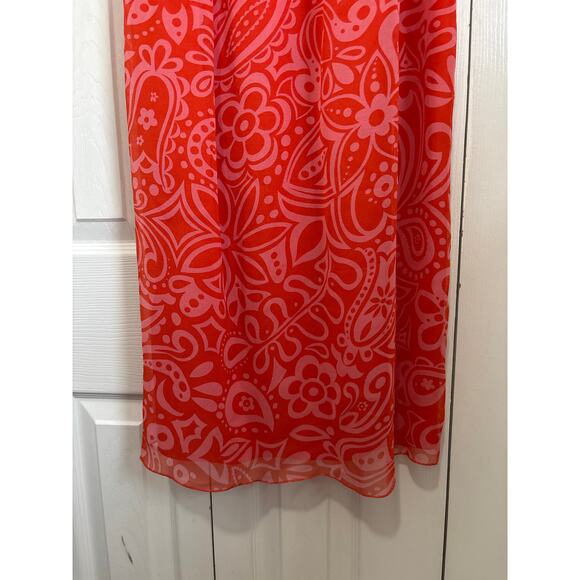 Anna Sui for Anthropologie Red Patterned 100% Silk Sleeveless Dress Size 4 - Picture 3 of 8